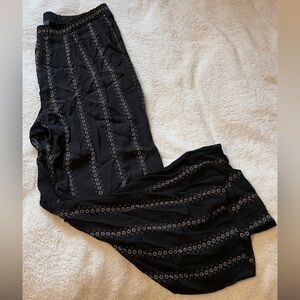 Black Floral Patterned Pants